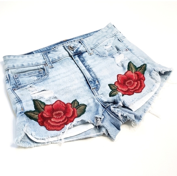 American Eagle Outfitters Pants - AEO HI-RISE Roses Shortie Cut Off Jean Shorts